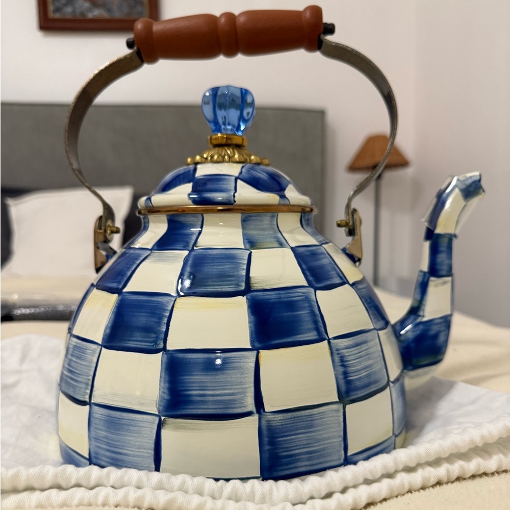 MacKenzie-Childs Courtly Check Tea Kettle royal
